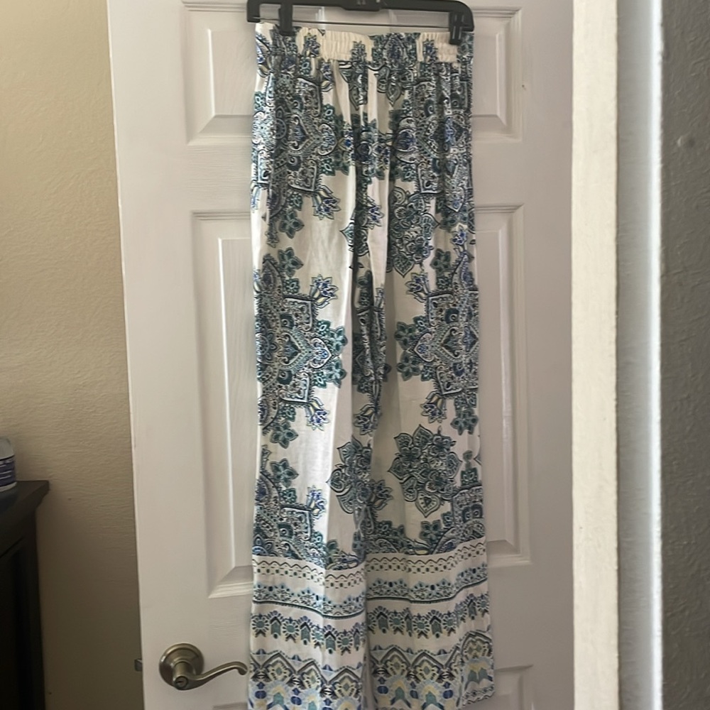NEW RACHEL ZOE Linen Blend Paisley Printed Bootcut pull on trouser Pants - Picture 11 of 13